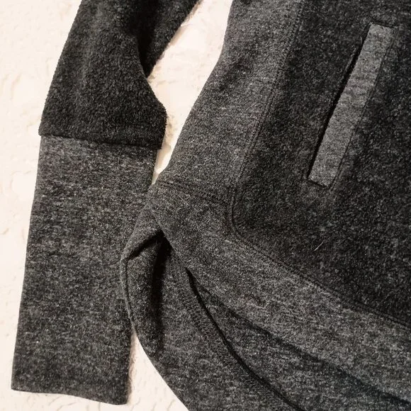 Alo Hoodie Sweatshirt Gray Pullover Fur Lined Hood Kangaroo Pocket Large Women L - Picture 3 of 11